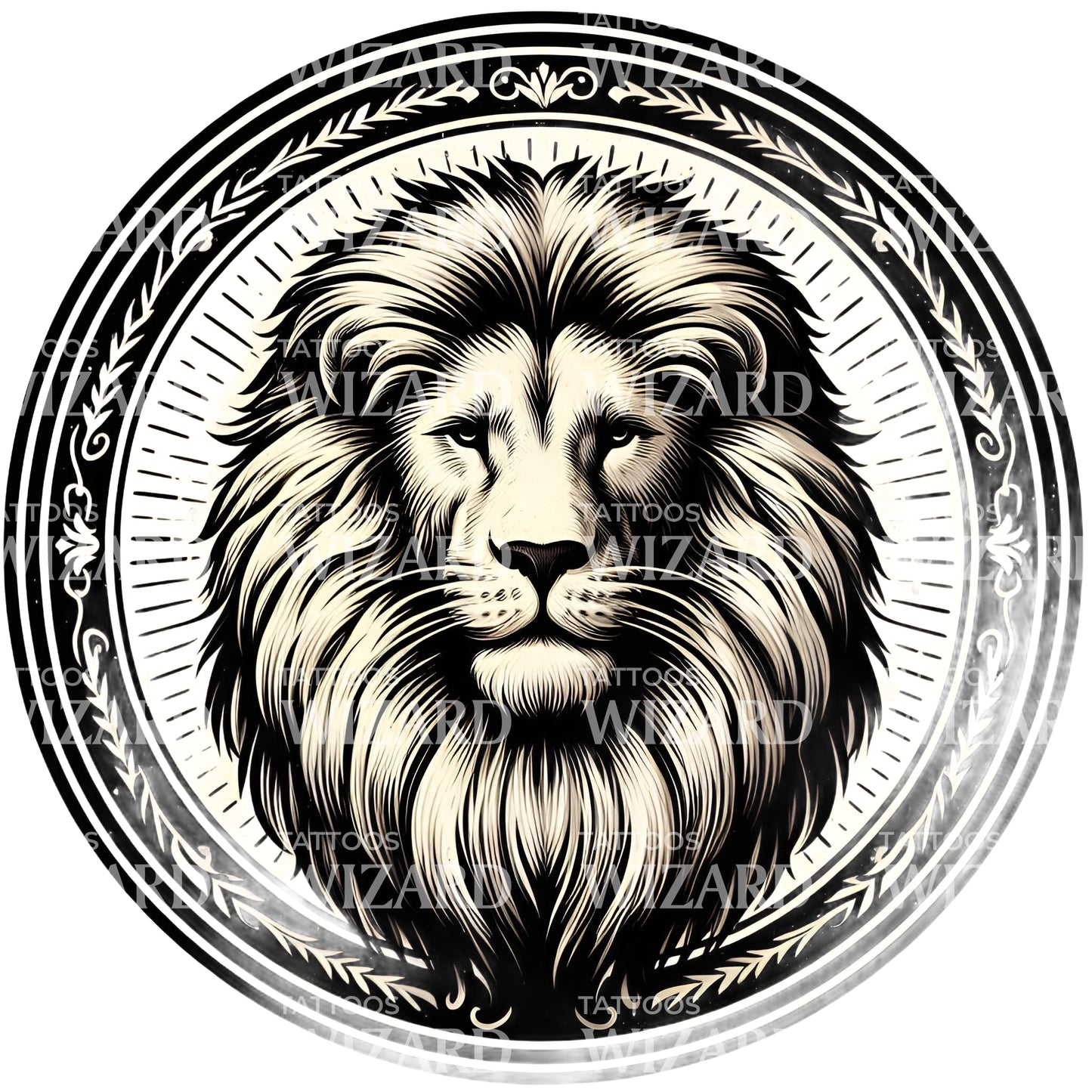 Lion In Showcase Tattoo Idea