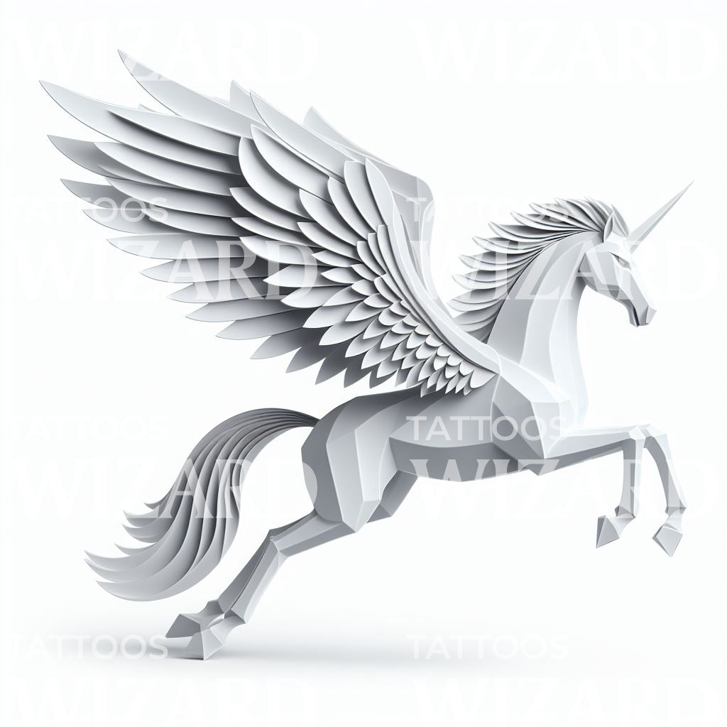 Paper Folded Pegasus Tattoo Idea