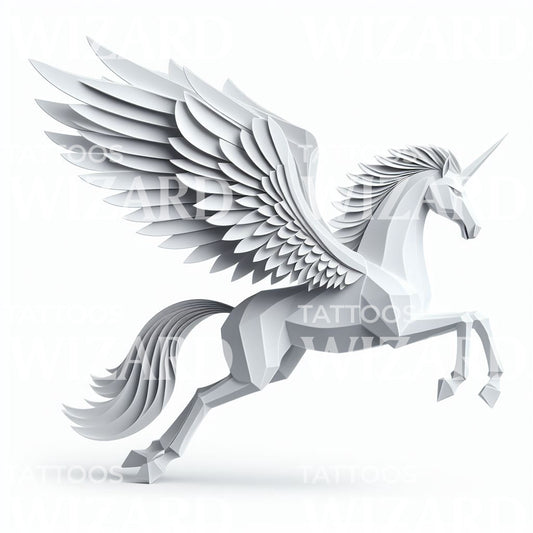 Paper Folded Pegasus Tattoo Idea