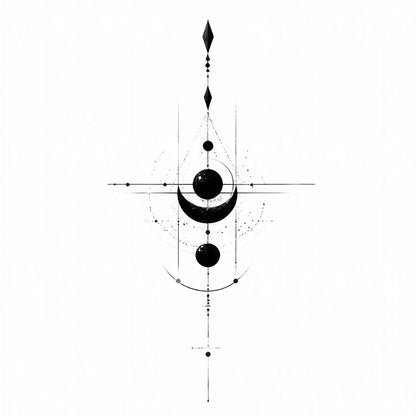 Abstract Cosmic Alignment Tattoo Design