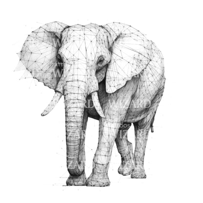Amazing Geometric Elephant Tattoo Idea