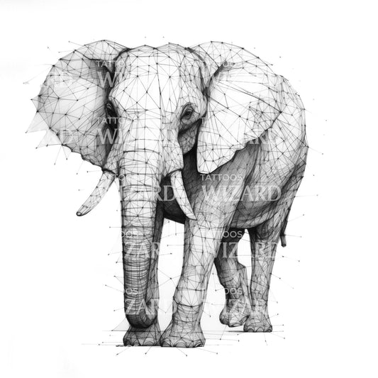 Amazing Geometric Elephant Tattoo Idea