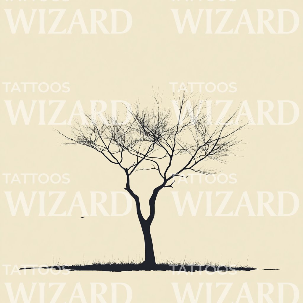 Bare Tree in Minimalist Style Tattoo Design