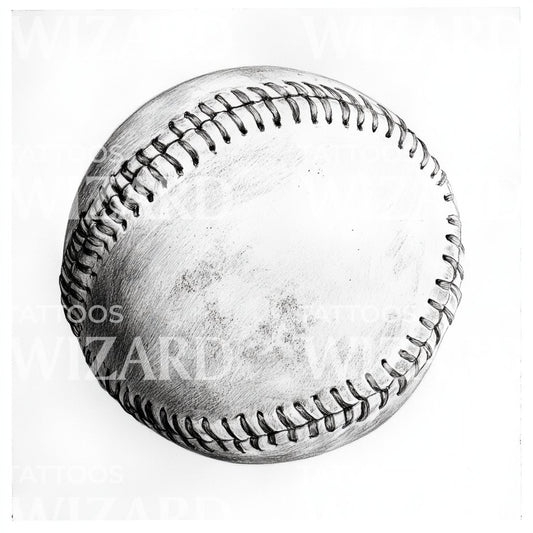 Baseball Dotwork Vintage Style Tattoo Design