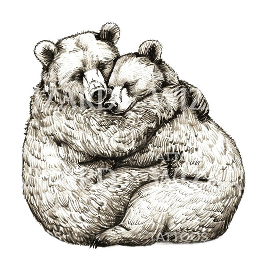 Bear Couple Cuddling Ink Tattoo Idea