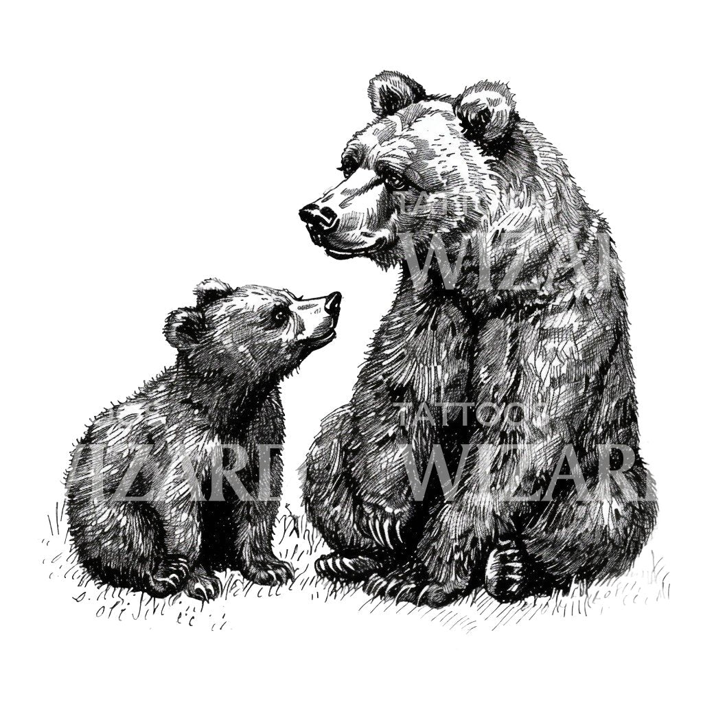 Bear Father and Son Bond Tattoo Idea