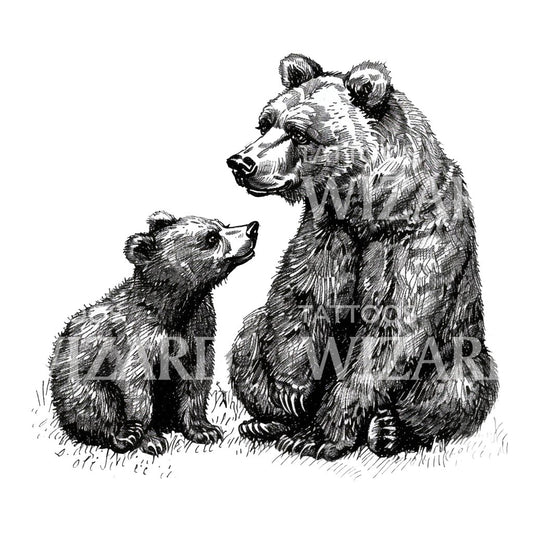 Bear Father and Son Bond Tattoo Idea