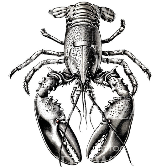 Beautiful Lobster Sketch Tattoo Idea