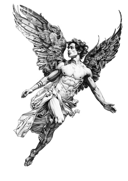 Beautiful Modern Icarus Tattoo Design