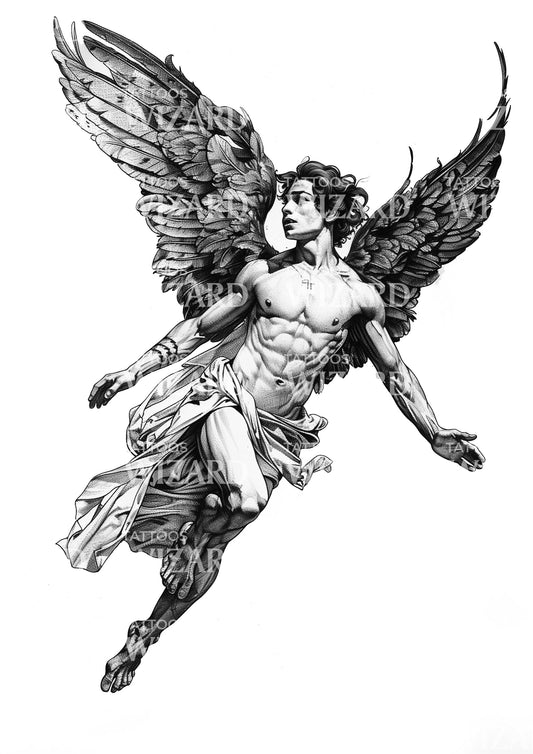 Beautiful Modern Icarus Tattoo Design