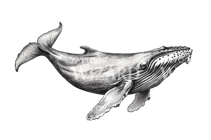 Beautiful Whale Cross-hatched Tattoo Idea