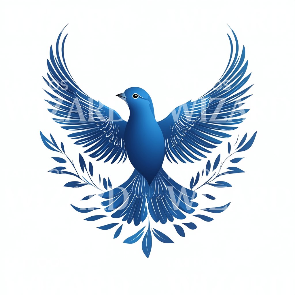 Blue Bird Open Wings Tattoo Design