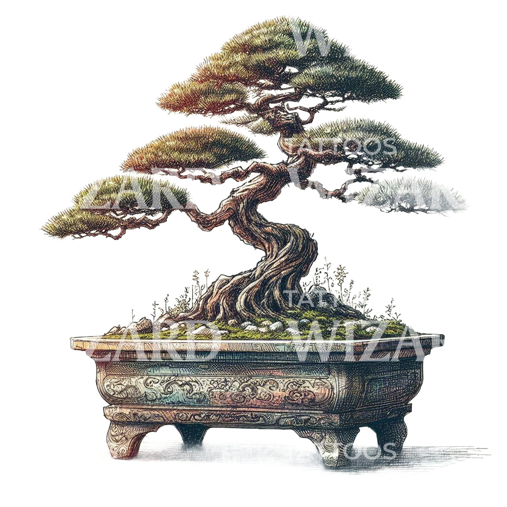 Bonsai Plant Decorative Tattoo Idea