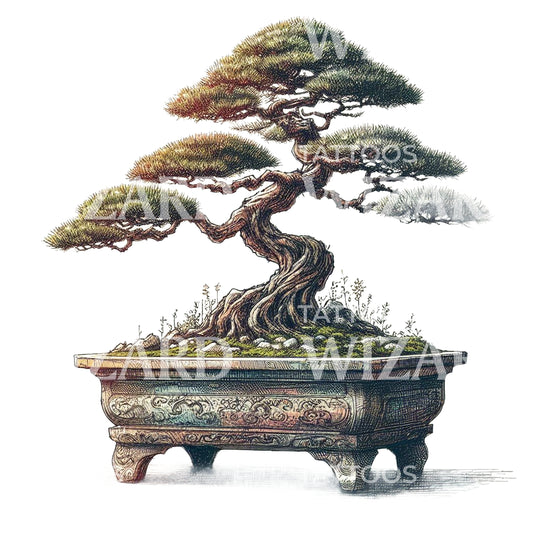 Bonsai Plant Decorative Tattoo Idea
