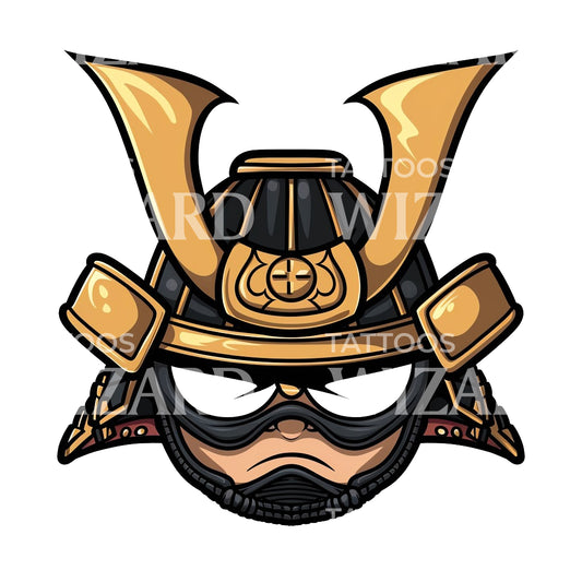 Chibi Samurai Warrior Tattoo Design