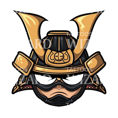 Chibi Samurai Warrior Tattoo Design