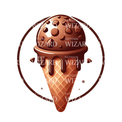 Chocolate Ice Cream Cone Tattoo Idea