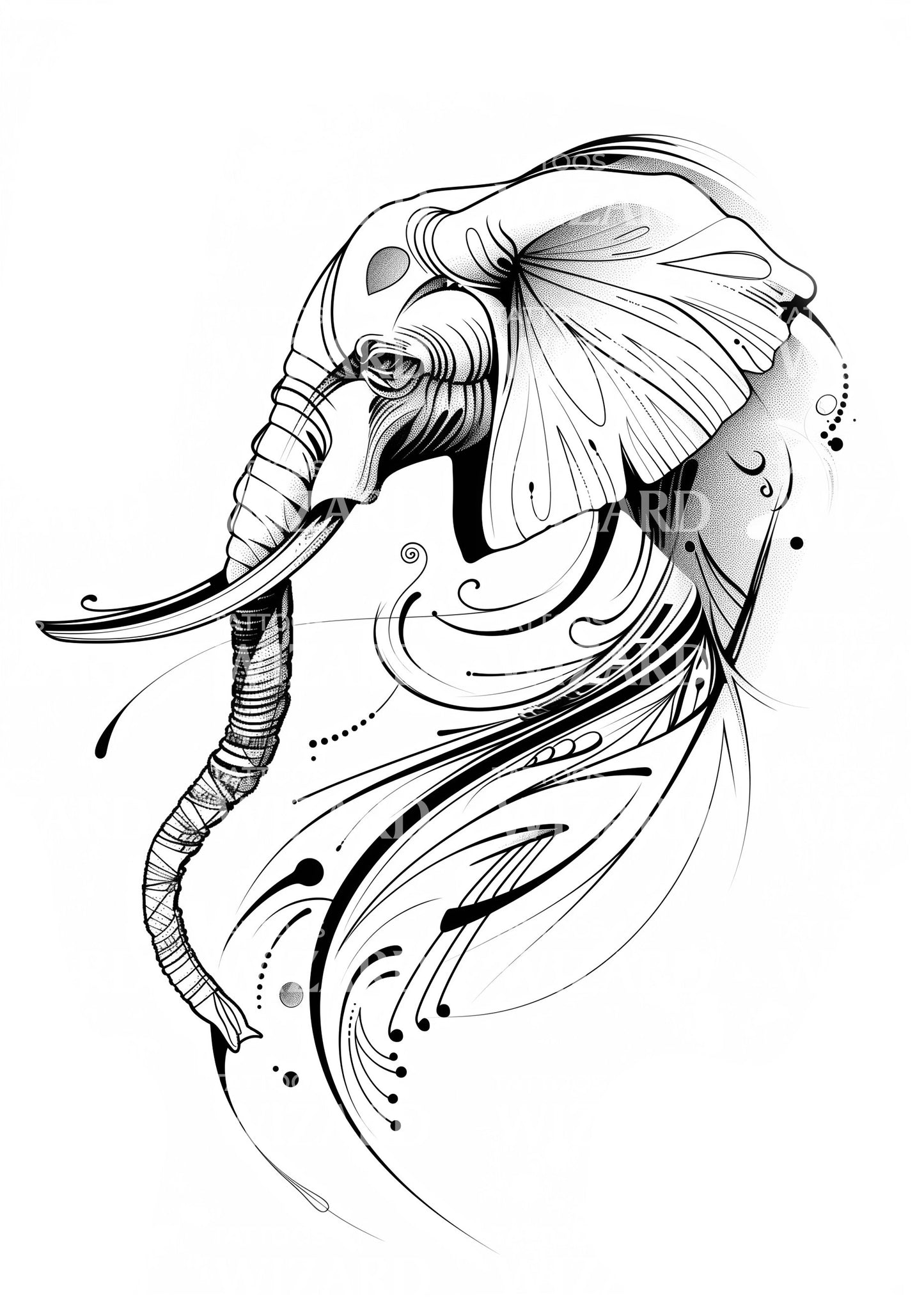 Cool Sketch Elephant Tattoo Idea