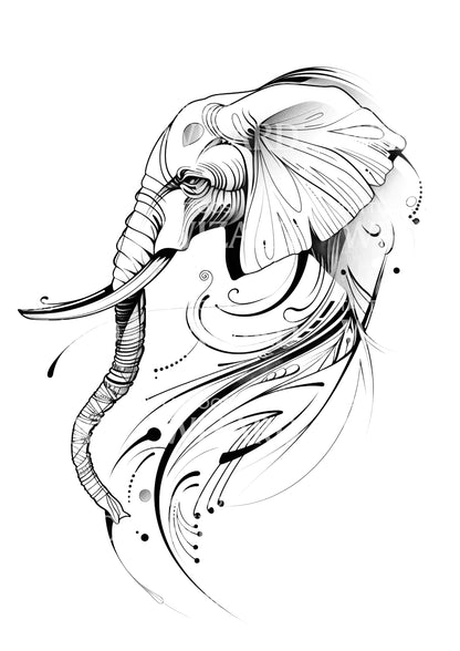 Cool Sketch Elephant Tattoo Idea