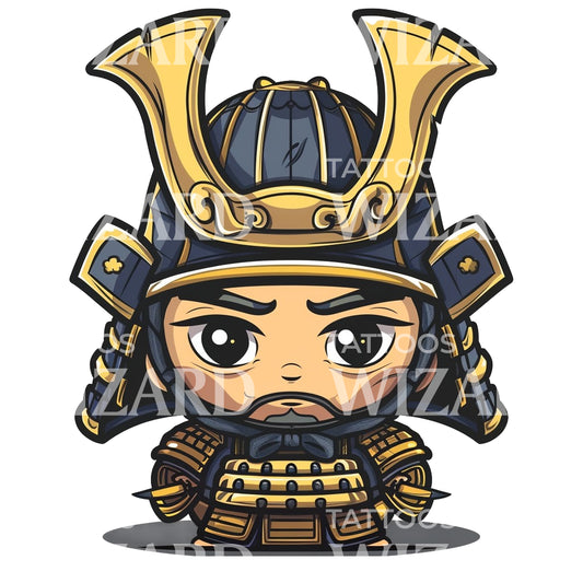 Cute Chibi Samurai Tattoo Design