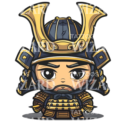 Cute Chibi Samurai Tattoo Design