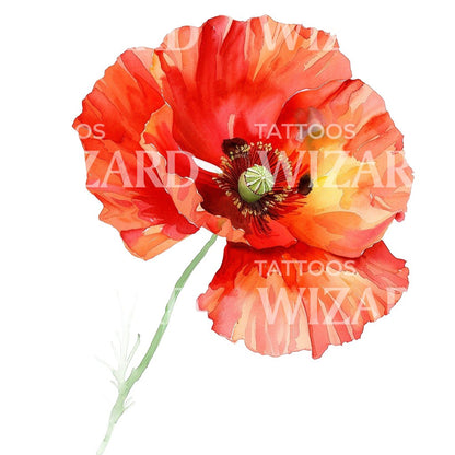 Delicate Poppy Flower Tattoo Idea