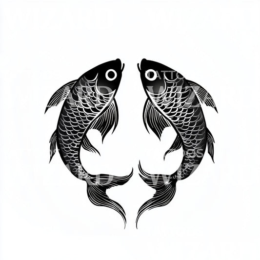 Dual Koi Fish Yin Yang Symbol Tattoo Design