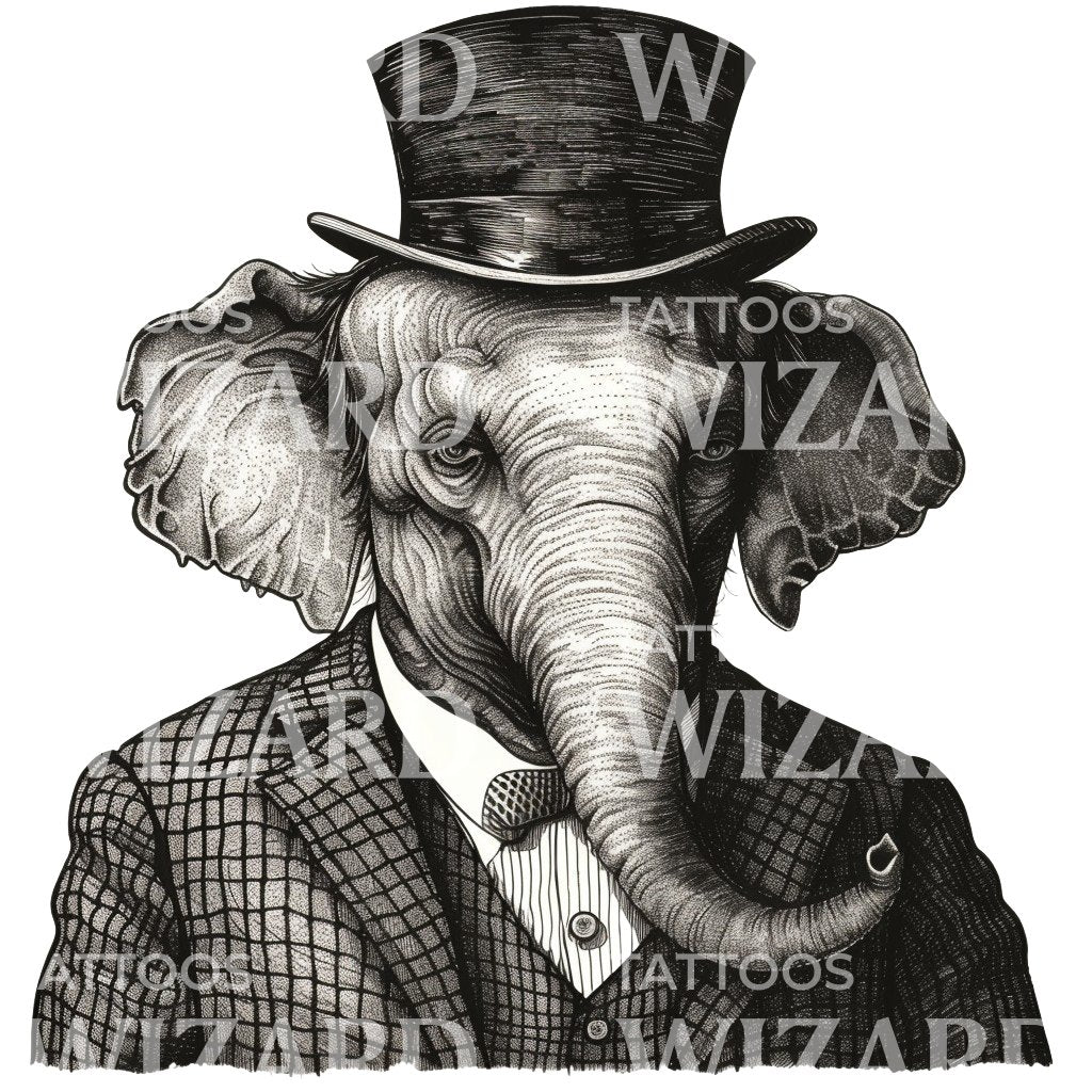 Elegand Monsieur Elephant Tattoo Idea