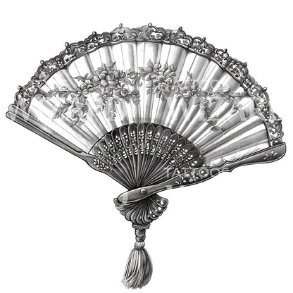 Elegant Fan Ink Tattoo Idea