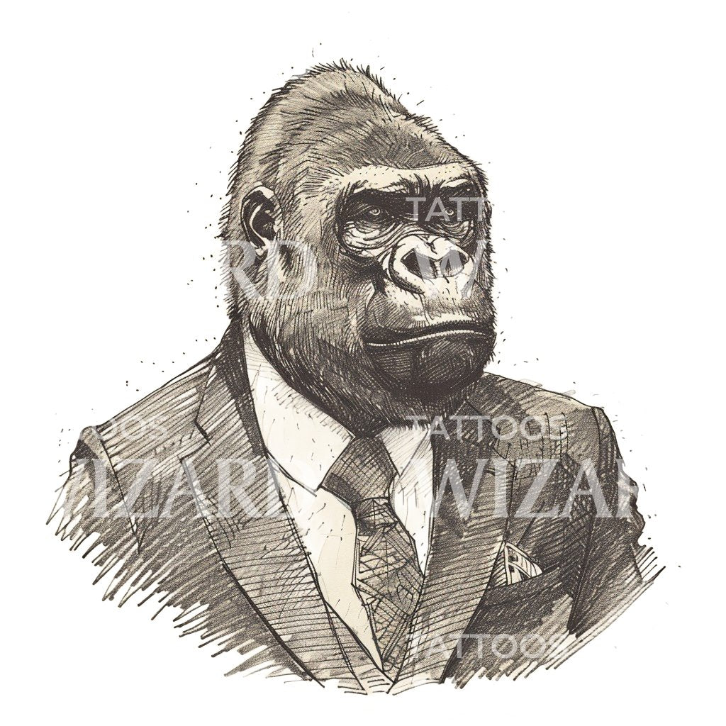 Elegant Gorilla In a Suit Tattoo Idea