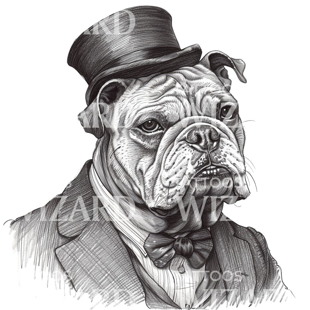 Elegant Mister Bulldog Tattoo Idea