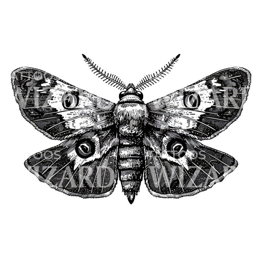 English Style Majestic Moth Tattoo Idea