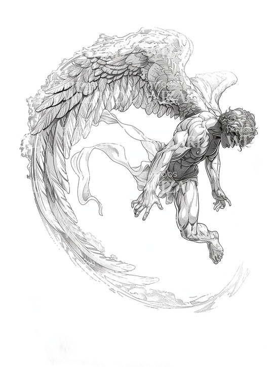 Falling Icarus Tattoo Design