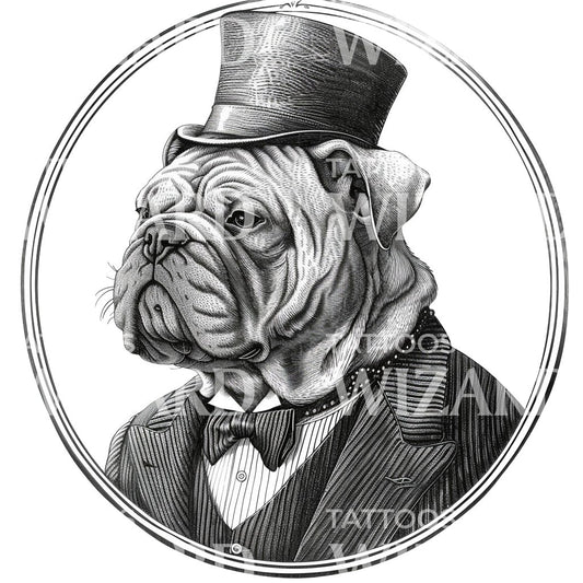 Fancy Bulldog Ink Tattoo Idea