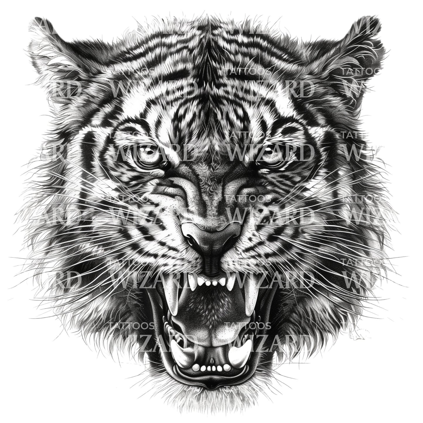Fierce Menacing Tiger Face Tattoo Idea