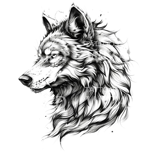 Fierce Wolf Head Tattoo Design