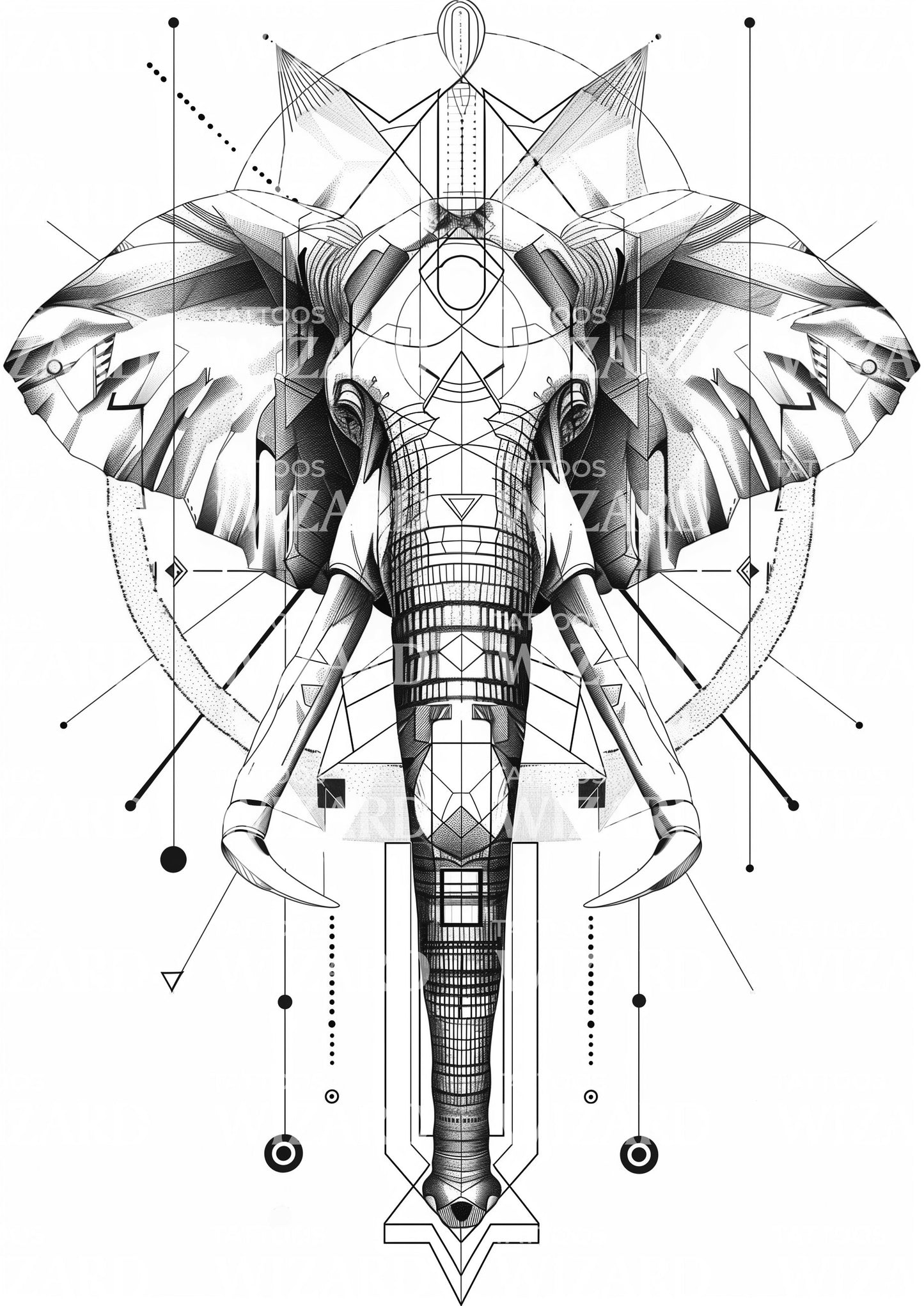 Fineline Elephant Tattoo Idea