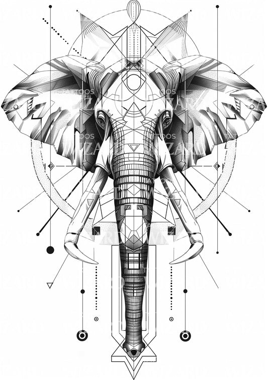 Fineline Elephant Tattoo Idea