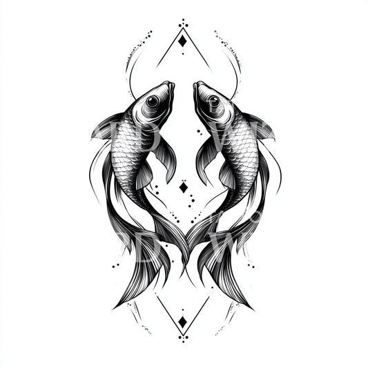 Flowing Koi Fish in Harmony Tattoo Design