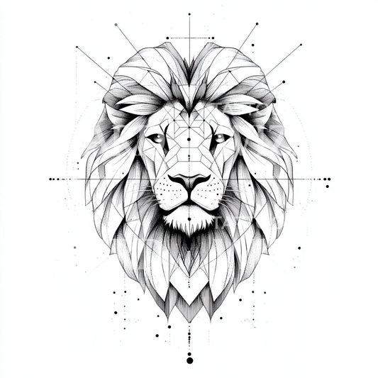 Geometric Lion Head in Minimalist Style Tattoo Design