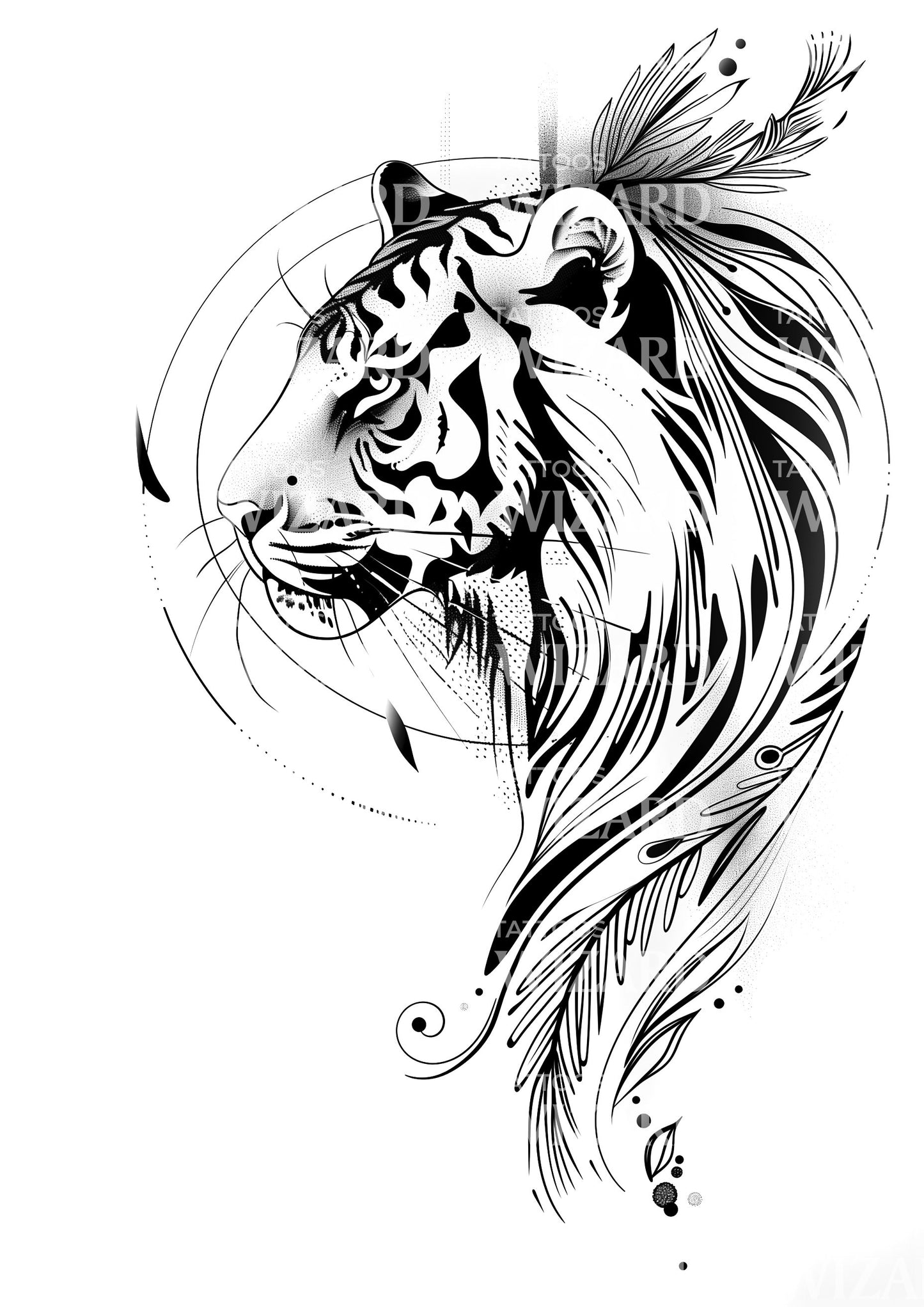 Un tatouage de tigre géométrique