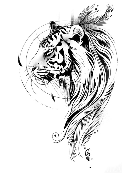 Geometric Tiger Tattoo Design