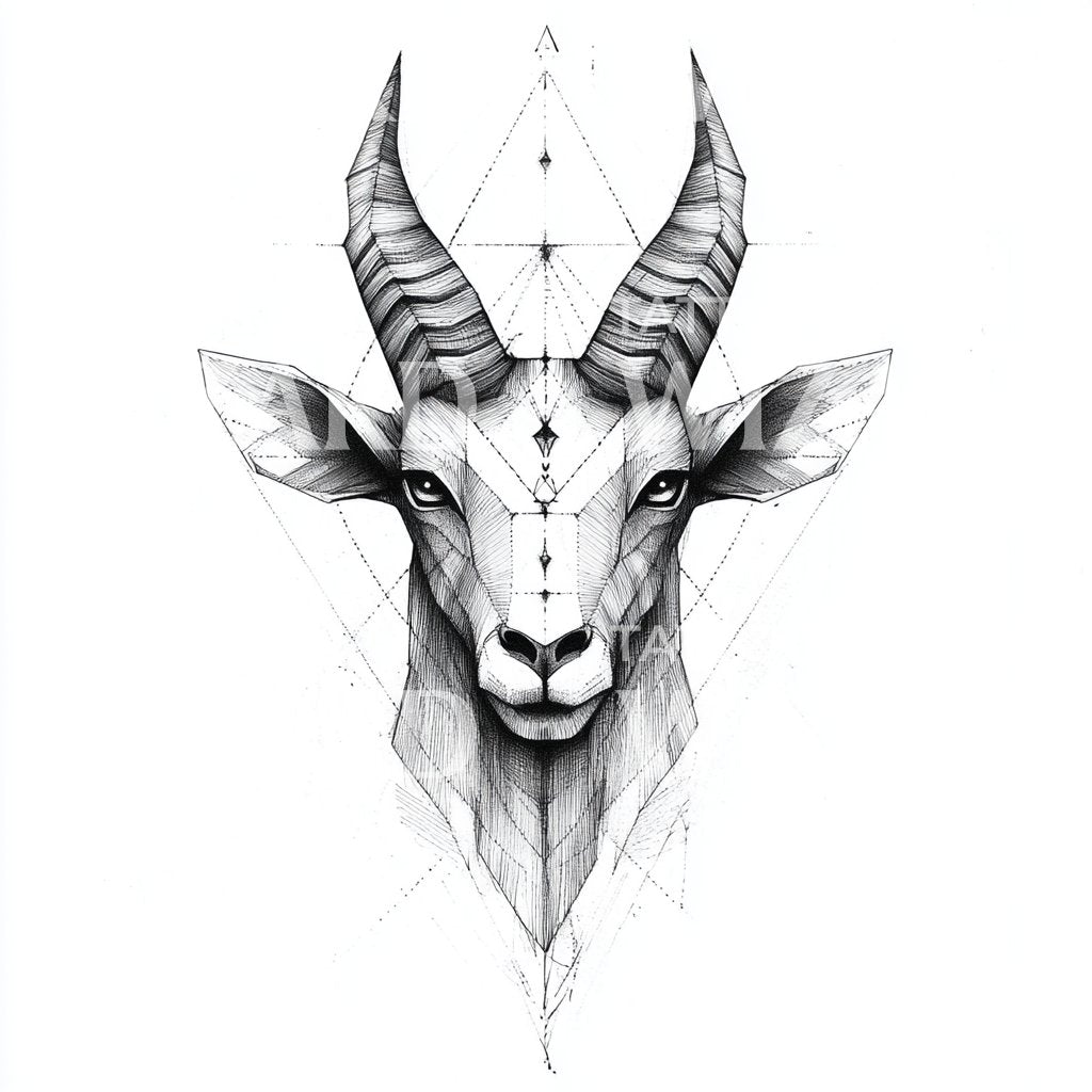 Goat Skull in Minimalist Style Tattoo Design