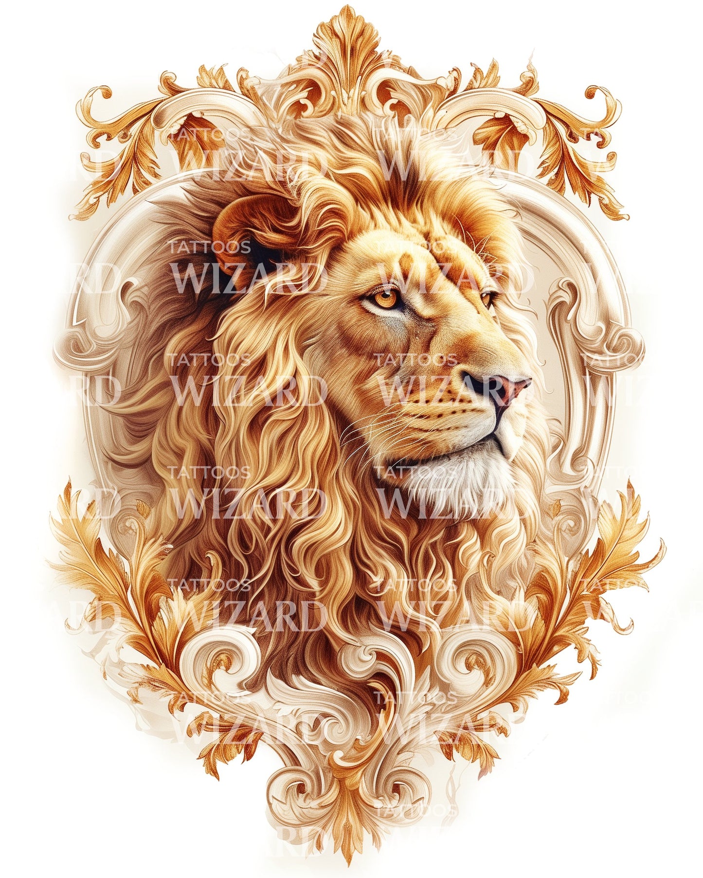 Golden Lion King Tattoo Idea