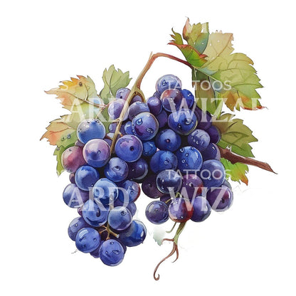 Gorgeous Watercolor Grapes Tattoo Idea