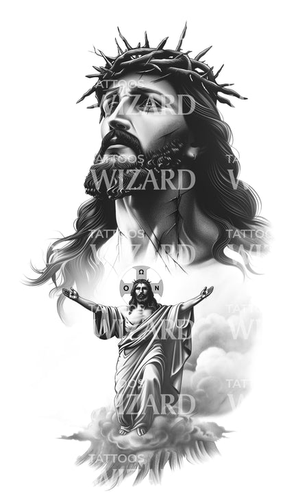 Holy Trinity with Jesus on the Cross Tattoo Idea