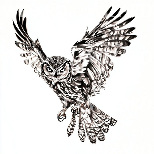 Hunting Owl Ready to Strike Tattoo Design