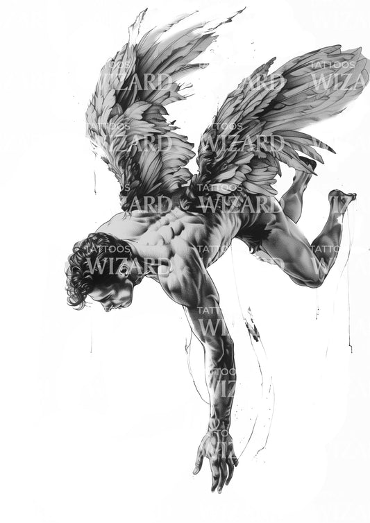 Icarus Challenging the Sun Tattoo Design