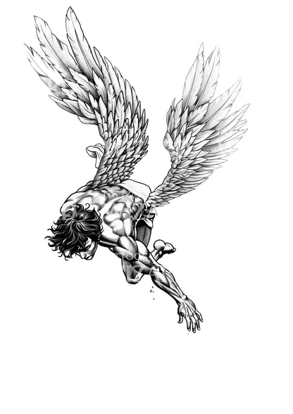 Icarus Falling off the Sky Tattoo Design