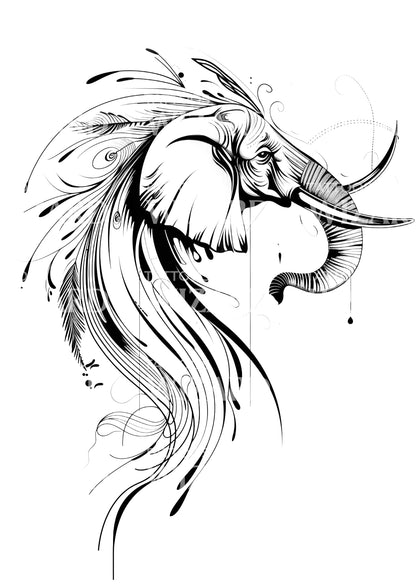 Illustration of Elephant Tattoo Idea
